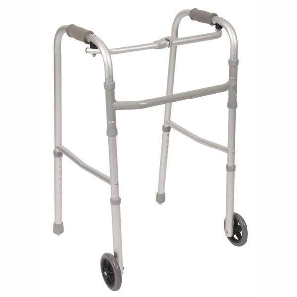 EA/1 SINGLE BUTTON FOLDING WALKER, STANDARD WITH TWO WHEELS AND TWO SKIS