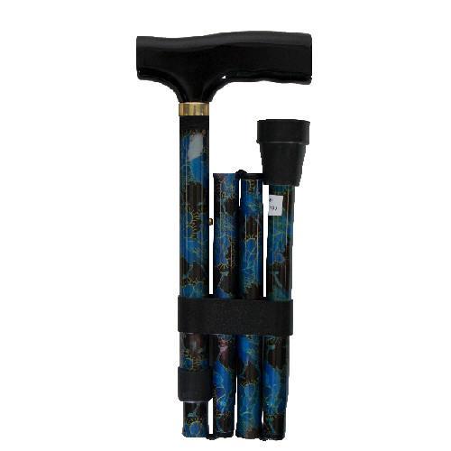 EA CANE FOLD/ADJUST (33-37") WOOD FRITZ HAND 7/8" ALUMINUM TUBE 3/4" NO-SLIP TIP BLUE PEACOCK 300LBS