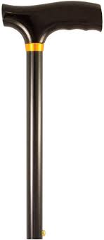 EA/1 CANE ALUMINUM BLACK W/ FRITZ HANDLE 35"L 3/4" SLIP-RESISTANT METAL-REINFORCED RUBBER TIP (300LB
