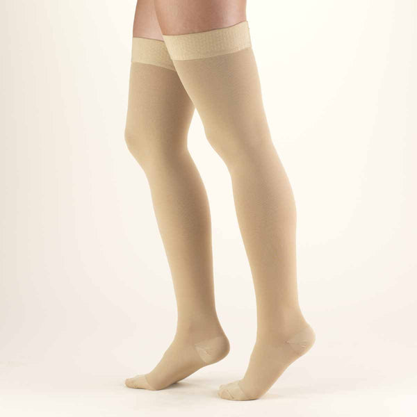 PR/1 TRUFORM CLASSIC MEDICAL THIGH HIGH COMPRESSION SOCKS, CLOSED-TOE, 20-30 MMHG, STAY-UP TOP, BEIG