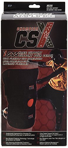 EA CHAMPION CSX MEDIUM KNEE SUPPORT W/ STABILIZERS 2XL (17 1/2" - 18 3/4") GEL PATELLA INSERT BLACK