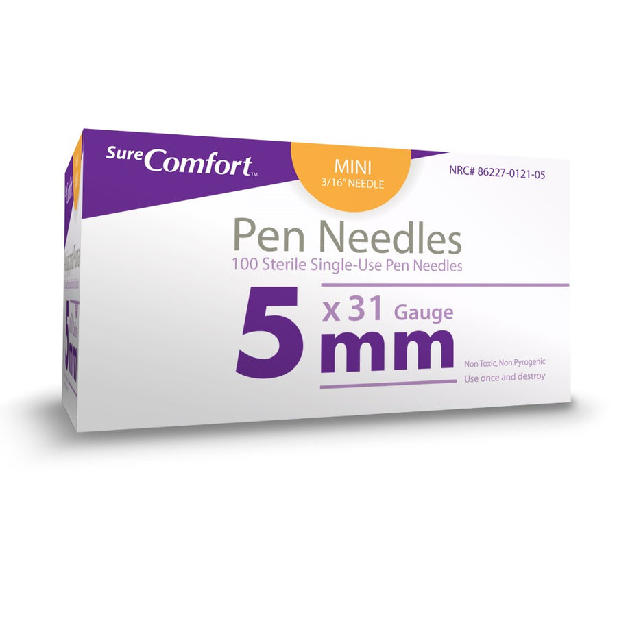 BX/100 SURE COMFORT PEN NEEDLES, 31G, 3/16IN (5MM) MINI More info...