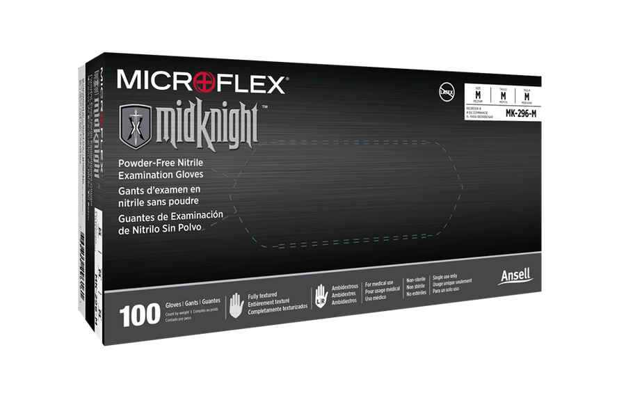 BX/100 MIDKNIGHT BLACK NITRILE GLOVES X-LARGE 4.7MIL, 9.6" CUFF