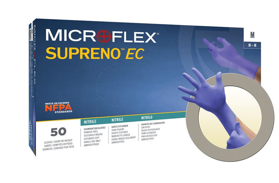 BX/50 SUPRENO EC NITRILE GLOVES VIOLET LARGE 5.5MIL, EXTENDED CUFF 11.6"