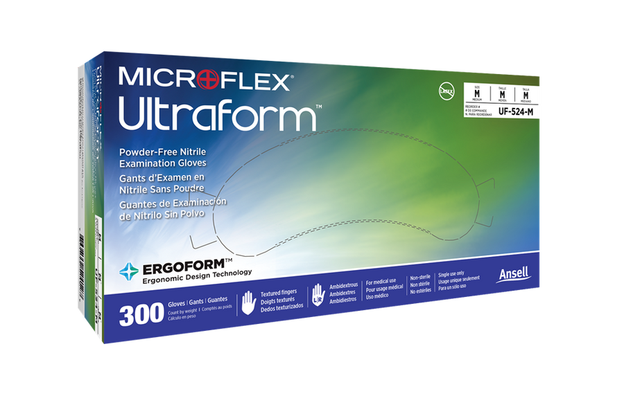 BX/300 ULTRAFORM NITRILE GLOVES COBALT BLUE EXTRA SMALL/SMALL 2.4MIL STANDARD CUFF