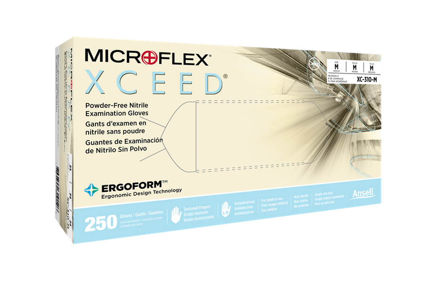 BX/250 XCEED NITRILE GLOVES BLUE EXTRA SMALL 2.8MIL, 9.5" CUFF