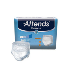 34151 - ATTENDS UNDERWEAR, LARGE - WAIST SIZE 44" - 58" - 4 BAGS OF 25 Heavy Item More info...