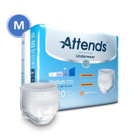25031 - ATTENDS ADVANCED UNDERWEAR, MEDIUM - WAIST SIZE 34" - 44" - 4 BAGS OF 20 Heavy Item More info...