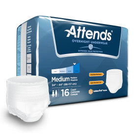 36594 - ATTENDS DISCREET UNDERWEAR OVERNIGHT, MEDIUM - WAIST SIZE 34"- 44" - 4 BAGS OF 16 Heavy Item More info...
