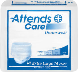 43545 - ATTENDS CARE UNDERWEAR, X-LARGE - WAIST SIZE 58" - 68" - 4 BAGS OF 25 Heavy Item More info...