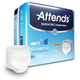 42464 - ATTENDS BARIATRIC UNDERWEAR, XX-LARGE - WAIST SIZE 68"- 80" - 4 BAGS OF 12 Heavy Item More info...