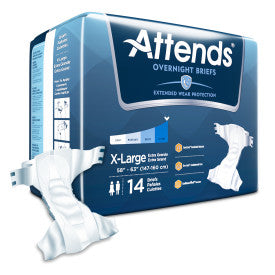 43198 - ATTENDS EXTENDED WEAR BREIF, X-LARGE - WAIST SIZE 58" - 63" - 4 BAGS OF 14 Heavy Item More info...