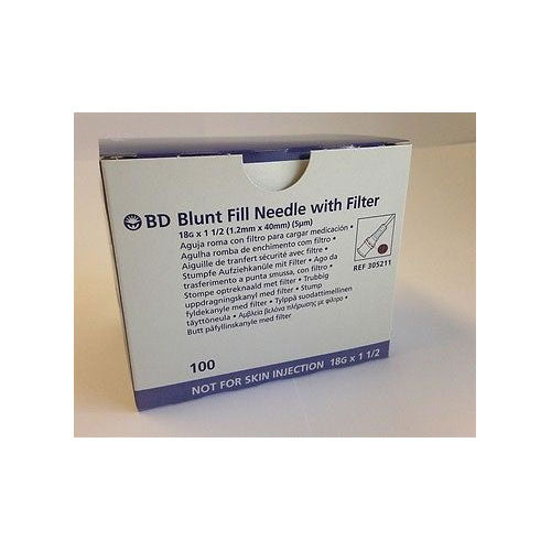 PK/100 NEEDLE ONLY 18G X 1.5IN BLUNT FILL FILTER 5-U THIN WALL