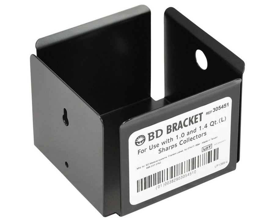 EA/1 CUP BRACKET FOR 1Q AND 1.4Q SHARPS COLLECTOR, W3" X L4" X H4", BLACK.