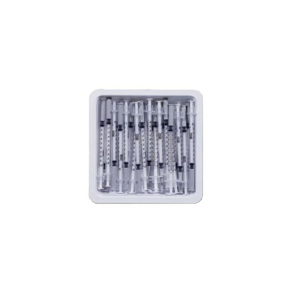 25/TRAY SAFETYGLIDE SYRINGE W/ PERMANENTLY ATTACHED NEEDLE ALLERGY TRAY 1ML 27G X 1/2" RB
