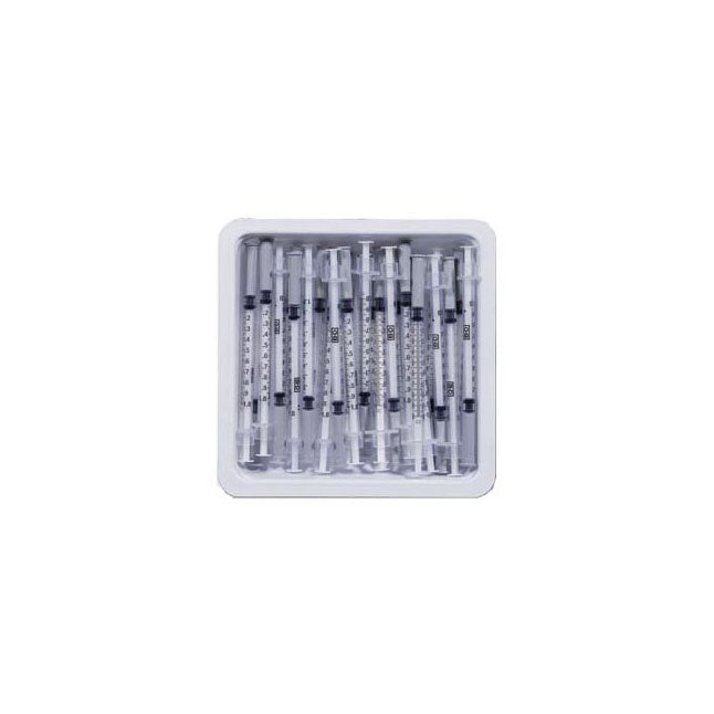 25/TRAY SAFETYGLIDE SYRINGE W/ PERMANENTLY ATTACHED NEEDLE ALLERGY TRAY 1ML 27G X 1/2" RB