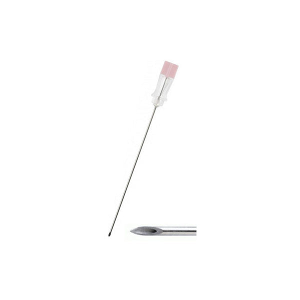 BX/25 QUINCKE SPINAL NEEDLE 18G X 3" PINK HUB KEY/SLOT FITTED STYLET & TRANSLUCENT WINDOW STERILE