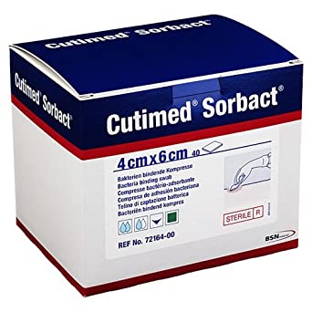 BX/40 CUTIMED SORBACT ANTIMICROBIAL DRESSING W/BACTERIA BINDING ACTION 4CM X6CM