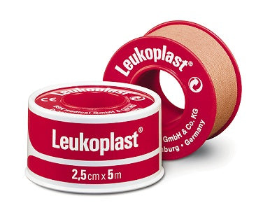 BX/12 LEUKOPLAST SLEEK ZINC OXIDE PLASTIC WATERPROOF TAPE 2.5CM X 3M