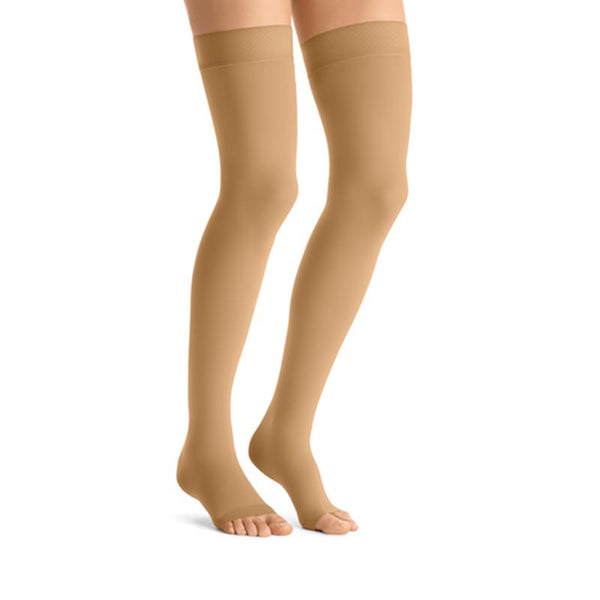 PR/1 JOBST OPAQUE WOMEN, THIGH HIGH W/SIL DOT BAND, 20-30MMHG, XL, HONEY, OPEN TOE More info...