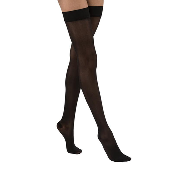 PR/1 JOBST ULTRASHEER WOMEN, THIGH HIGH W/SIL DOT BAND, 30-40MMHG, XL, CLASSIC BLACK, CLOSED TOE More info...