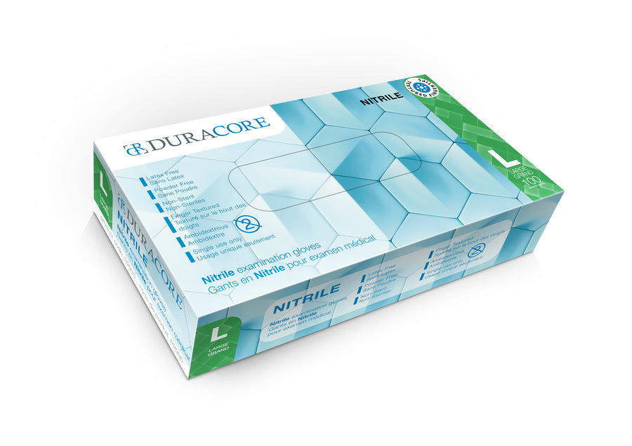 BX/100 DURACORE NITRILE EXAMINATION GLOVES, 4.2 MIL, POWDER FREE, LARGE (ALL SALES FINAL /NON RETURN