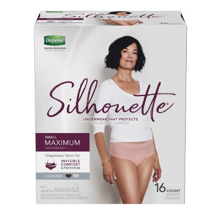 PKG/16 DEPEND SILHOUETTE MAXIMUM UNDERWEAR PINK/BLACK SMALL FOR WOMEN ** Discontinued **