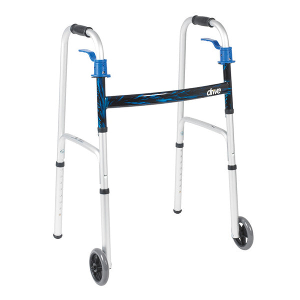 EA/1 DELUXE WALKER W/TRIGGER RELEASE & 5" WHEELS ADJUSTABLE (32 1/2"- 39 1/2")H LIGHTWEIGHT ALUMINUM * Drive Medical item surcharge included in sell