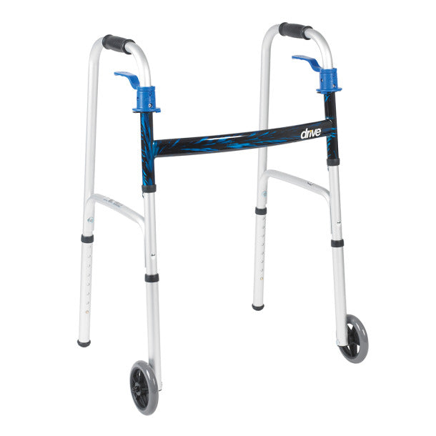 EA/1 DELUXE WALKER W/TRIGGER RELEASE & 5" WHEELS ADJUSTABLE (32 1/2"- 39 1/2")H LIGHTWEIGHT ALUMINUM * Drive Medical item surcharge included in sell