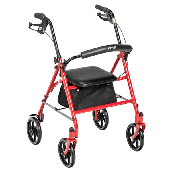 EA/1 FOUR WHEEL ROLLATOR ROLLING WALKER WITH FOLD UP REMOVABLE BACK SUPPORT, RED More info... * Drive Medical item surcharge included in sell
