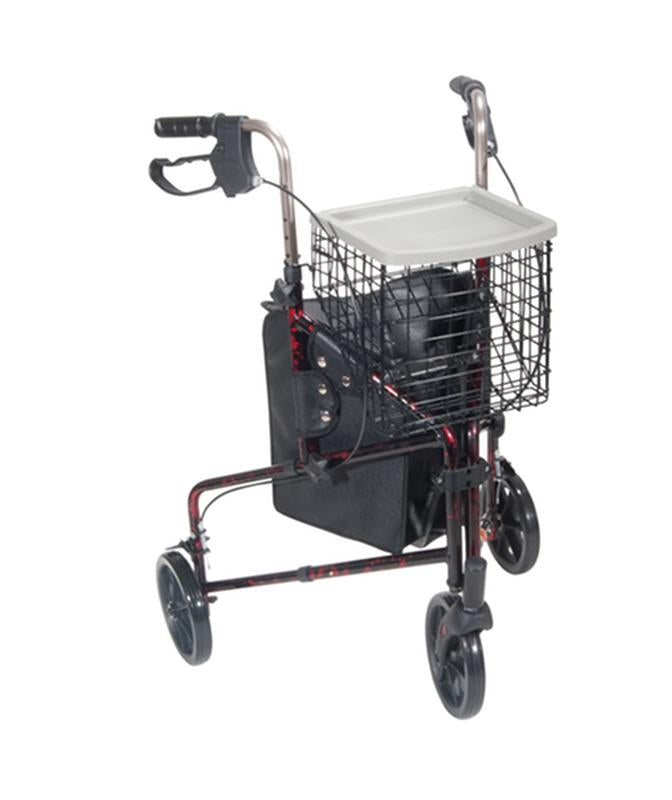 EA/1 3 WHEEL ROLLATOR ROLLING WALKER WITH BASKET TRAY AND POUCH, FLAME RED More info... * Drive Medical item surcharge included in sell