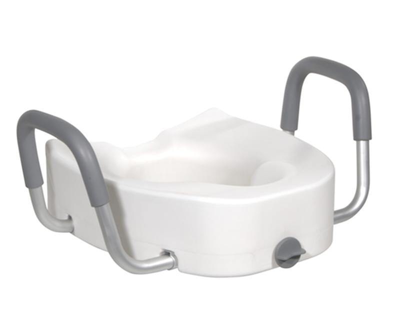 EA/1 PREMIUM PLASTIC RAISED TOILET SEAT WITH LOCK AND PADDED ARMRESTS, ELONGATED * Drive Medical item surcharge included in sell