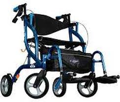 EA AIRGO FUSION F20 ROLLATOR/TRANSPORT CHAIR PACIFIC BLUE 19.5" PADDED SEAT W/ ARMRESTS & FOOTRESTS * Drive Medical item surcharge included in sell