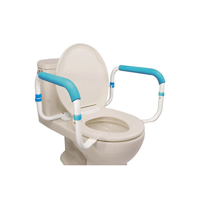 EA/1 AQUASENSE TOILET SAFETY RAIL STEEL FRAME W/ PADDED ADJUSTABLE ARMS (15 1/2 - 18"W) 300LBS CAP. * Drive Medical item surcharge included in sell