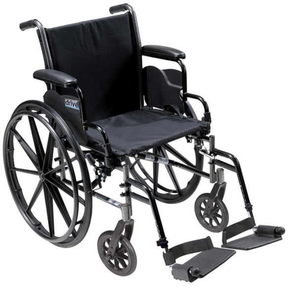 EA/1 CRUISER III LIGHT WEIGHT WHEELCHAIR WITH FLIP BACK REMOVABLE ARMS, DESK ARMS, SWING AWAY FOOTRE More info... * Drive Medical item surcharge included in sell