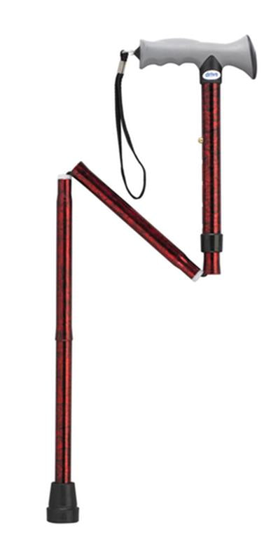 EA/1 ADJUSTABLE LIGHTWEIGHT FOLDING CANE WITH GEL HAND GRIP, RED CRACKLE More info... * Drive Medical item surcharge included in sell