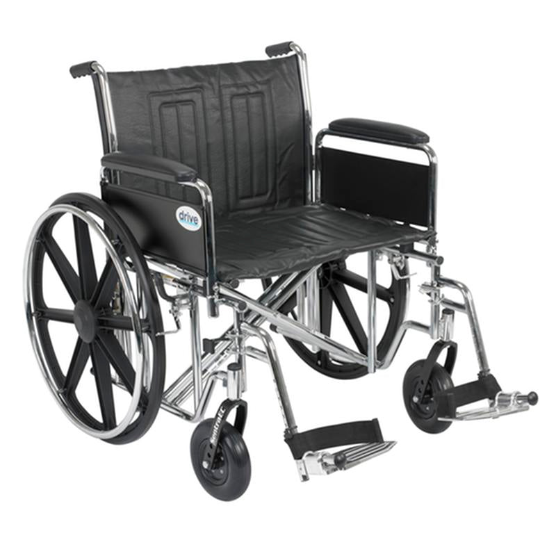 EA/1 SENTRA EC HEAVY DUTY WHEELCHAIR, DETACHABLE FULL ARMS, SWING AWAY FOOTRESTS, 24" SEAT * Drive Medical item surcharge included in sell