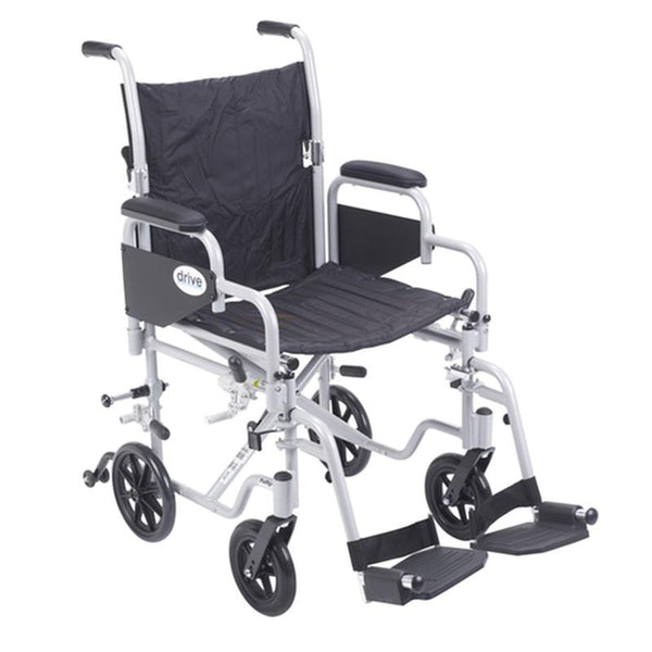 EA/1 POLY FLY LIGHT WEIGHT TRANSPORT CHAIR WHEELCHAIR WITH SWING AWAY FOOTRESTS, 18" SEAT More info... * Drive Medical item surcharge included in sell