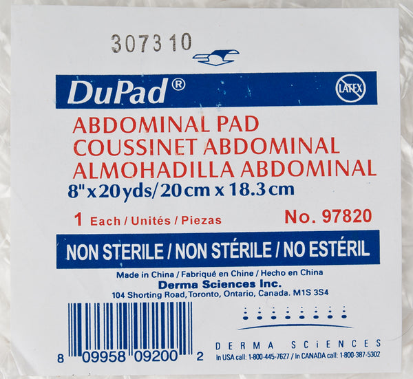 PK/1 DUPAD ABDOMINAL PAD 8IN X 20YDS, NON-STERILE