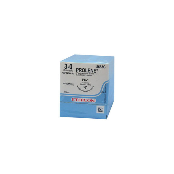 BX/12 PROLENE NON ABSORABLE SUTURE, POLYPROPYLENE 4-0 19MM PRIME REVERSE CUTTING NEEDLE 18" LONG