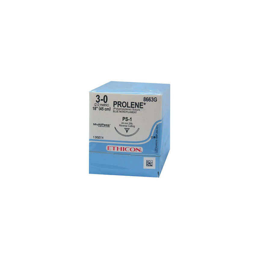 BX/12 PROLENE NON ABSORABLE SUTURE, POLYPROPYLENE 4-0 19MM PRIME REVERSE CUTTING NEEDLE 18" LONG