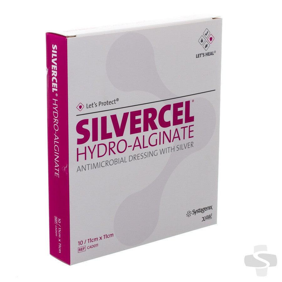 BX/10 SILVERCEL HYDRO-ALGINATE ANTIMICROBIAL DRESSING 11CM X 11CM STERILE NON-WOVEN MAINTAINS STRENG