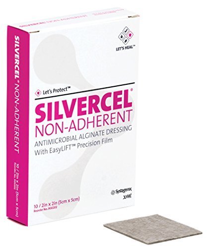 BX/10 SILVERCEL NON-ADHERENT HYDRO-ALGINATE ANTIMICROBIAL DRESSING WITH SILVER 5CM X 5CM