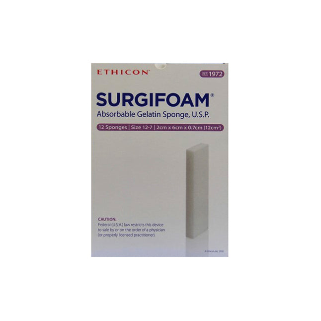 BX/12 SURGIFOAM ABSORBABLE GELATIN SPONGE 6CML X 2CMW X 7MMH STERILE