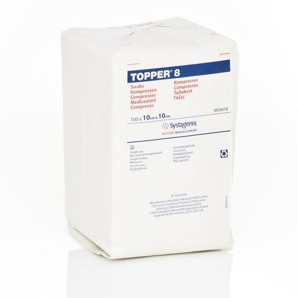 BX\100 TOPPER 8 SWABS (4 PLY, NON-STERILE) 10CM X 10CM