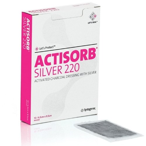BX/10 ACTISORB SILVER 220 ACTIVATED CHARCOAL DRESSING WITH SILVER 6.5CM X 9.5CM