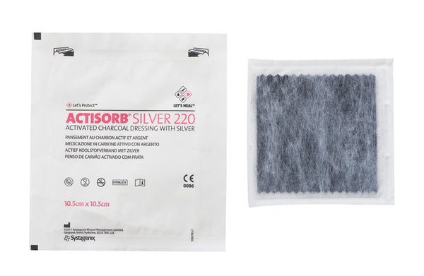 BX/10 ACTISORB SILVER 220 ACTIVATED CHARCOAL DRESSING WITH SILVER 10.5CM X 10.5CM