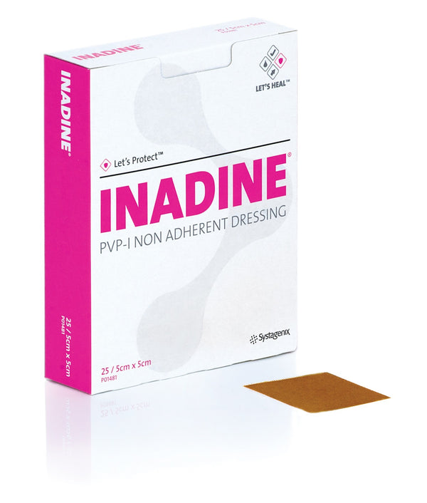 BX/25 INADINE PVP-I NON ADHERENT DRESSING 5CM X 5CM