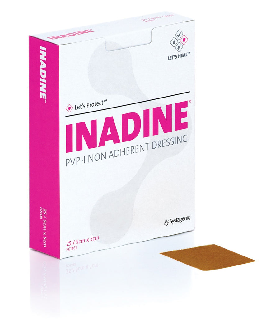 BX/25 INADINE PVP-I NON ADHERENT DRESSING 5CM X 5CM