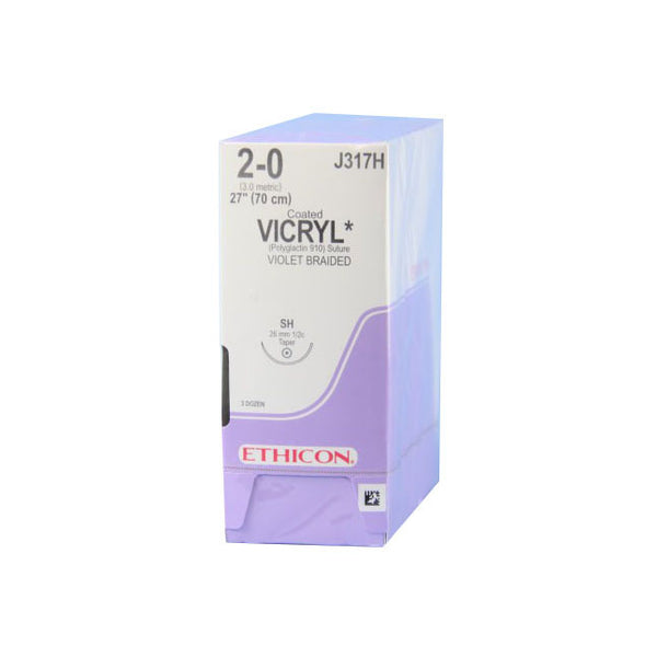 BX/36 ETHICON PDS II SUTURE SIZE 2-0 VIOLET-COATED TAPER POINT CT-1 NEEDLE 1/2 CIRCLE 36MM (1 X 27")